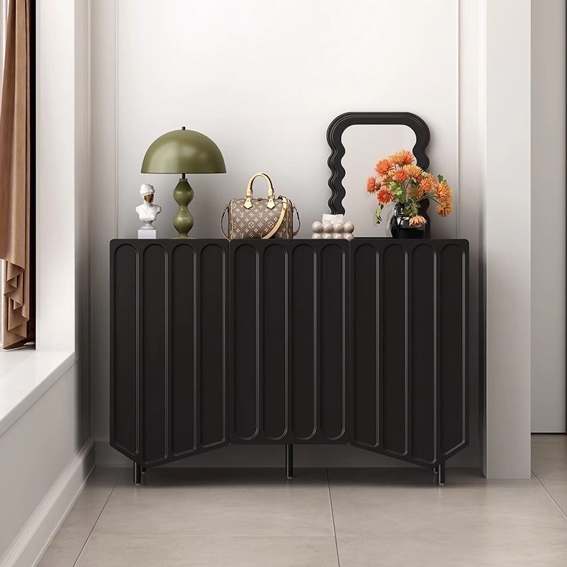 Contemporary Nordic Cream Rectangular Artificial Panel Shoe Storage 2/3 Cabinet For Entryways