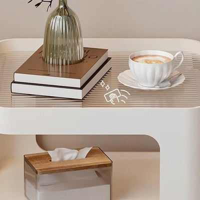 Mesa Auxiliar Cuadrada Rectangular de Hierro y Vidrio Minimalista Moderna Desmontable de 3 Niveles para Sala de Estar 