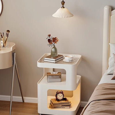 Mesa Auxiliar Cuadrada Rectangular de Hierro y Vidrio Minimalista Moderna Desmontable de 3 Niveles para Sala de Estar 