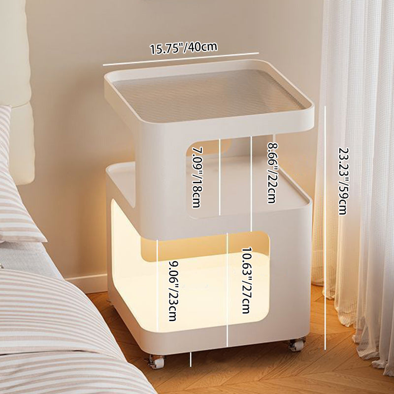 Mesa Auxiliar Cuadrada Rectangular de Hierro y Vidrio Minimalista Moderna Desmontable de 3 Niveles para Sala de Estar 