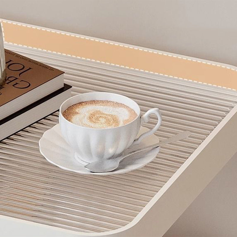 Mesa Auxiliar Cuadrada Rectangular de Hierro y Vidrio Minimalista Moderna Desmontable de 3 Niveles para Sala de Estar 