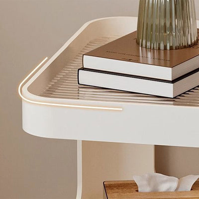 Mesa Auxiliar Cuadrada Rectangular de Hierro y Vidrio Minimalista Moderna Desmontable de 3 Niveles para Sala de Estar 