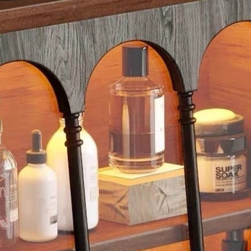 Traditioneller rechteckiger Vintage-Schminktisch aus Kiefernholz und Glas mit 1 Schublade fürs Schlafzimmer 
