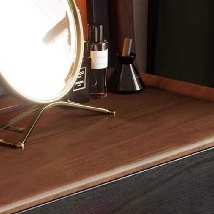 Traditioneller rechteckiger Vintage-Schminktisch aus Kiefernholz und Glas mit 1 Schublade fürs Schlafzimmer 
