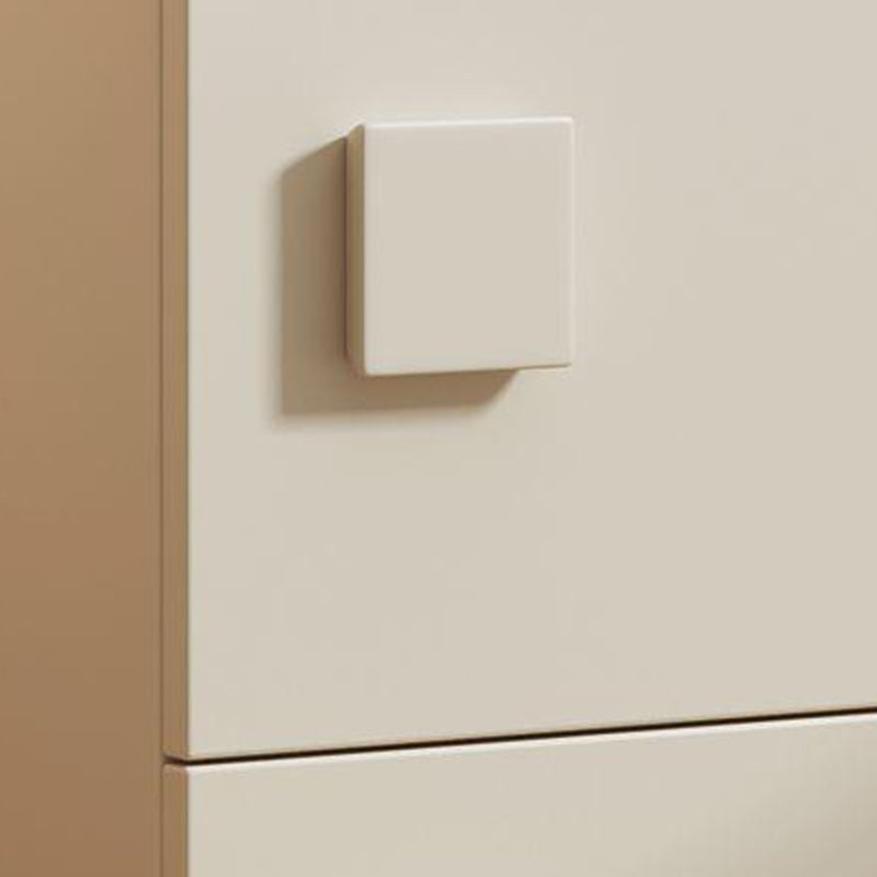 Table de nuit carrée en bois crème minimaliste moderne à 2 tiroirs pour chambre 