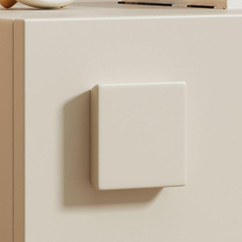 Table de nuit carrée en bois crème minimaliste moderne à 2 tiroirs pour chambre 