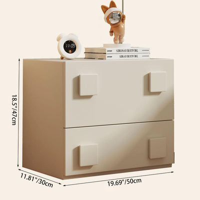 Table de nuit carrée en bois crème minimaliste moderne à 2 tiroirs pour chambre 