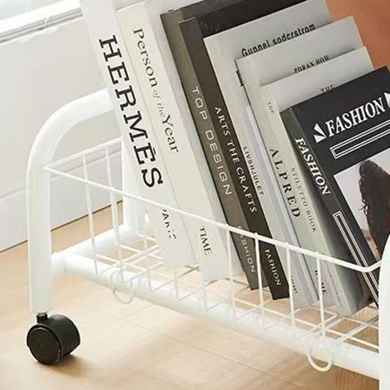 Modern Minimalist Removable Rectangular Iron Wood Side Table 2-Tier For Living Room