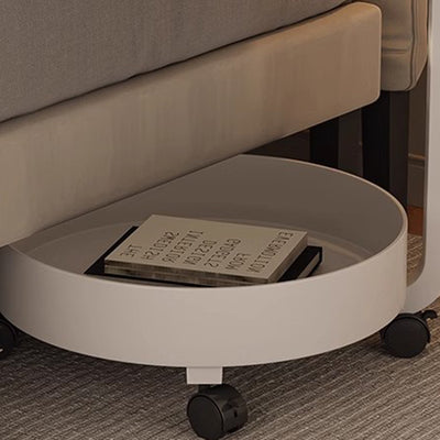 Contemporary Scandinavian Removable Cream Floral Round Metal Acrylic Side Table 2-Tier For Living Room