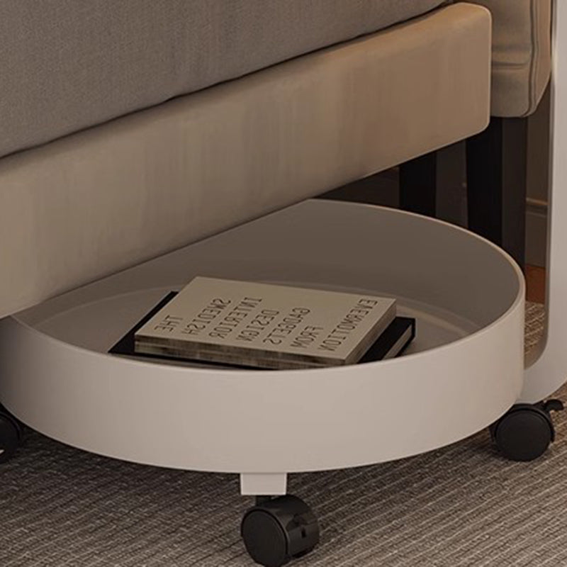 Contemporary Scandinavian Removable Cream Floral Round Metal Acrylic Side Table 2-Tier For Living Room