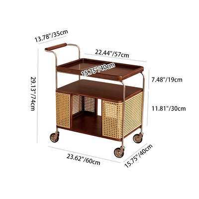 Contemporary Nordic Removable Rectangular Stainless Steel Rubberwood Side Table 3-Tier For Living Room