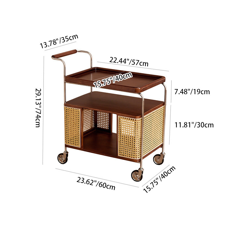 Contemporary Nordic Removable Rectangular Stainless Steel Rubberwood Side Table 3-Tier For Living Room