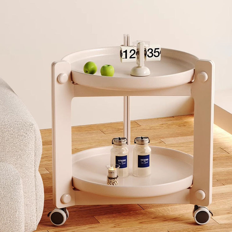 Contemporary Nordic Removable Round Plastic Side Table 2-Tier For Living Room