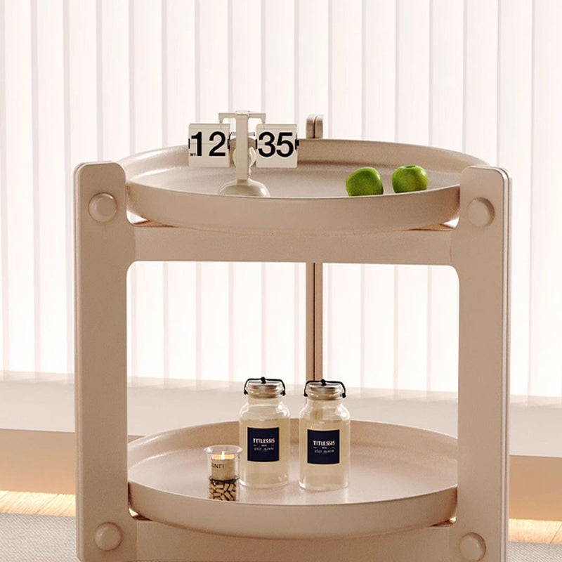 Contemporary Nordic Removable Round Plastic Side Table 2-Tier For Living Room
