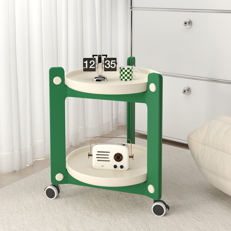 Contemporary Nordic Removable Round Plastic Side Table 2-Tier For Living Room