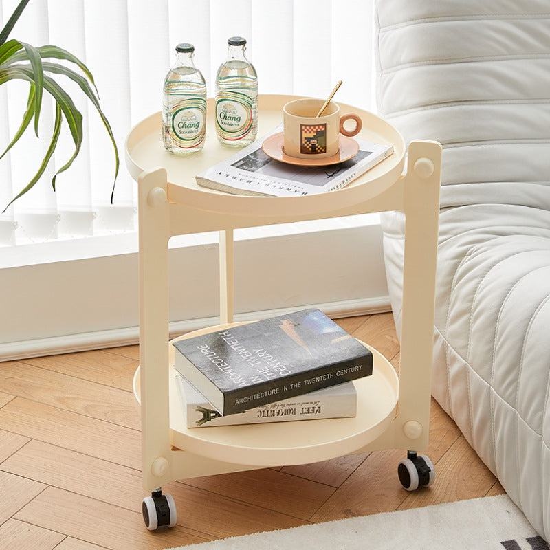 Contemporary Nordic Removable Round Plastic Side Table 2-Tier For Living Room