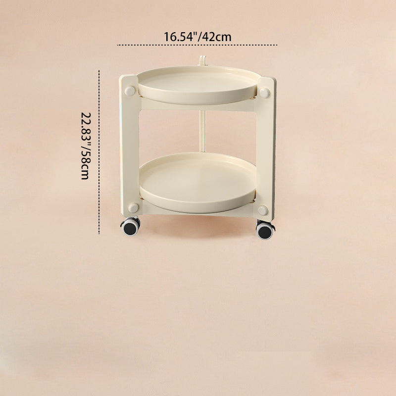 Contemporary Nordic Removable Round Plastic Side Table 2-Tier For Living Room