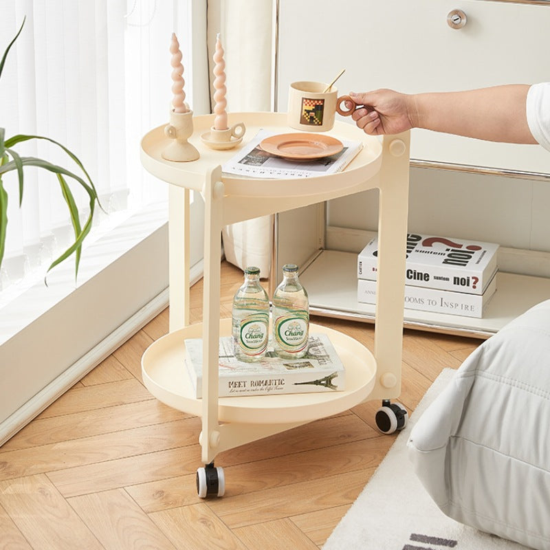 Contemporary Nordic Removable Round Plastic Side Table 2-Tier For Living Room