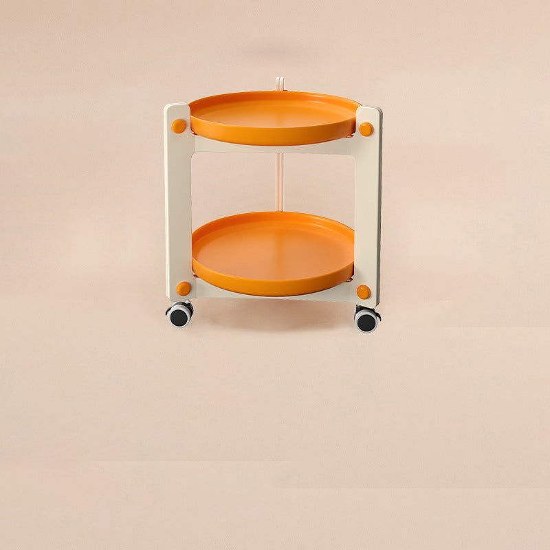 Contemporary Nordic Removable Round Plastic Side Table 2-Tier For Living Room