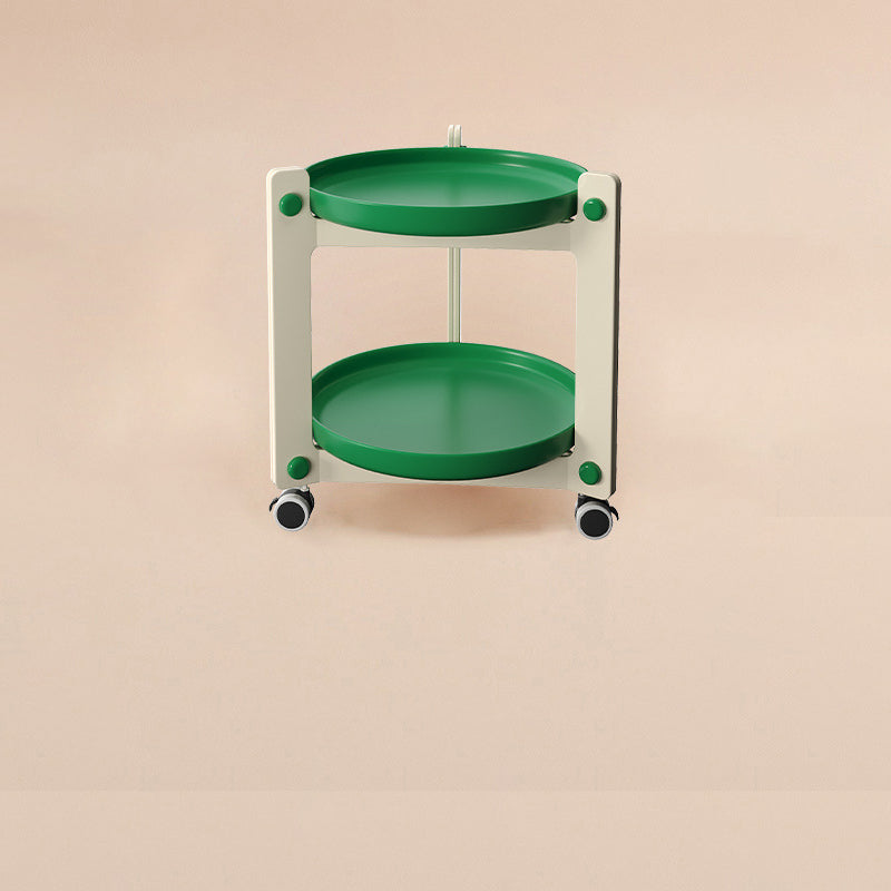 Contemporary Nordic Removable Round Plastic Side Table 2-Tier For Living Room