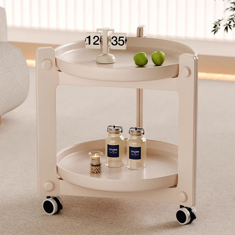 Contemporary Nordic Removable Round Plastic Side Table 2-Tier For Living Room