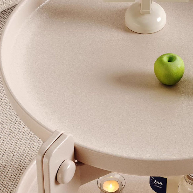 Contemporary Nordic Removable Round Plastic Side Table 2-Tier For Living Room