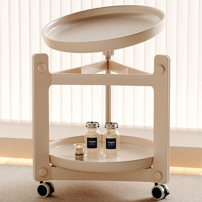 Contemporary Nordic Removable Round Plastic Side Table 2-Tier For Living Room