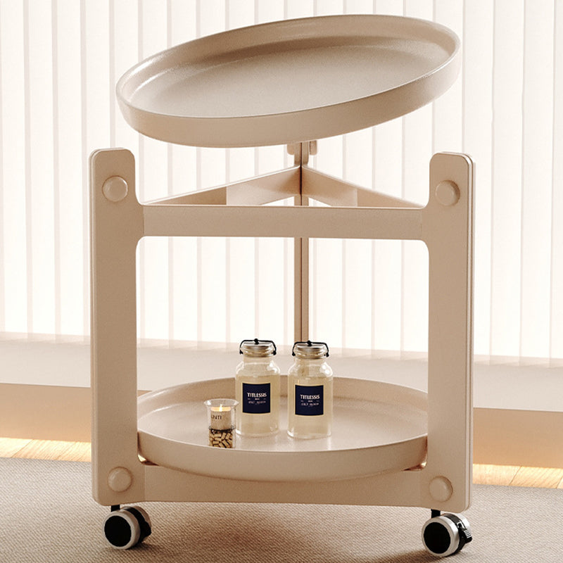 Contemporary Nordic Removable Round Plastic Side Table 2-Tier For Living Room