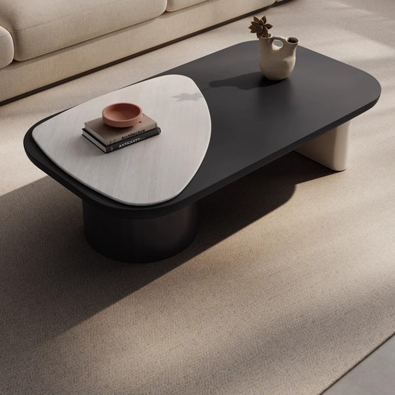 Contemporary Scandinavian Rectangular Wood Microcrystalline Stone Coffee Table For Living Room