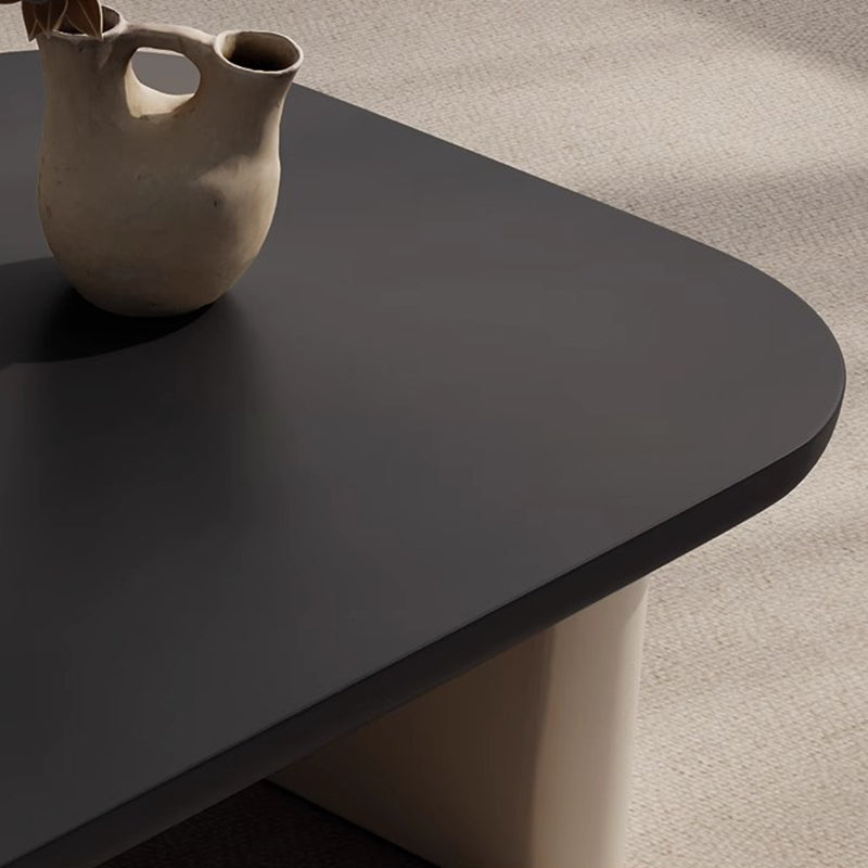 Contemporary Scandinavian Rectangular Wood Microcrystalline Stone Coffee Table For Living Room