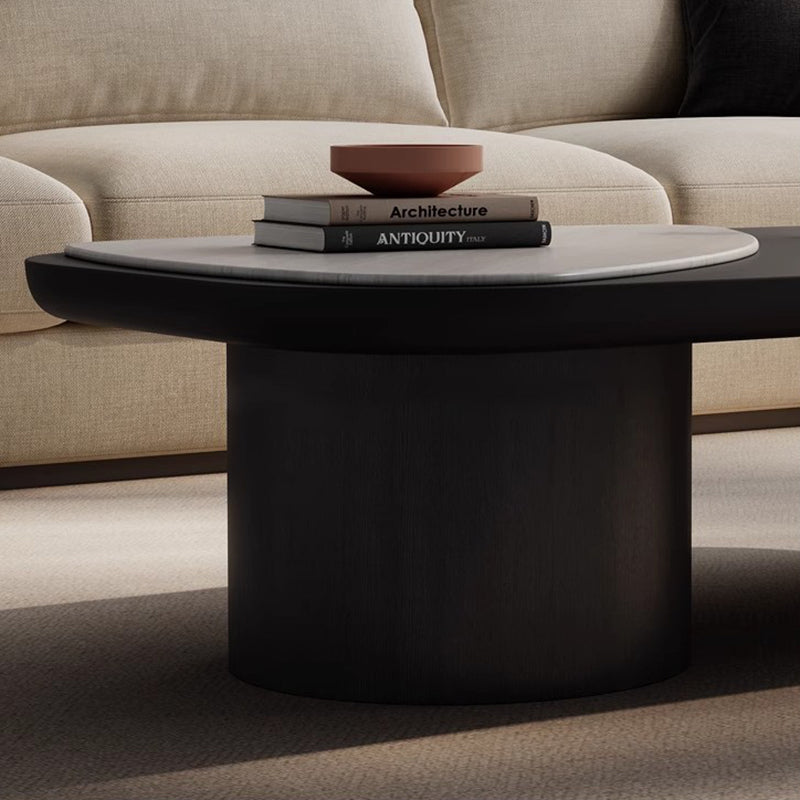 Contemporary Scandinavian Rectangular Wood Microcrystalline Stone Coffee Table For Living Room
