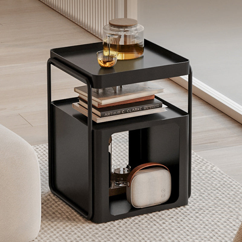 Modern Minimalist Cream Removable Square Rectangular Iron Side Table 3-Tier For Living Room