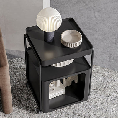 Modern Minimalist Cream Removable Square Rectangular Iron Side Table 3-Tier For Living Room