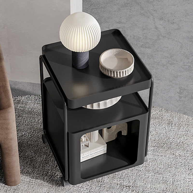 Modern Minimalist Cream Removable Square Rectangular Iron Side Table 3-Tier For Living Room