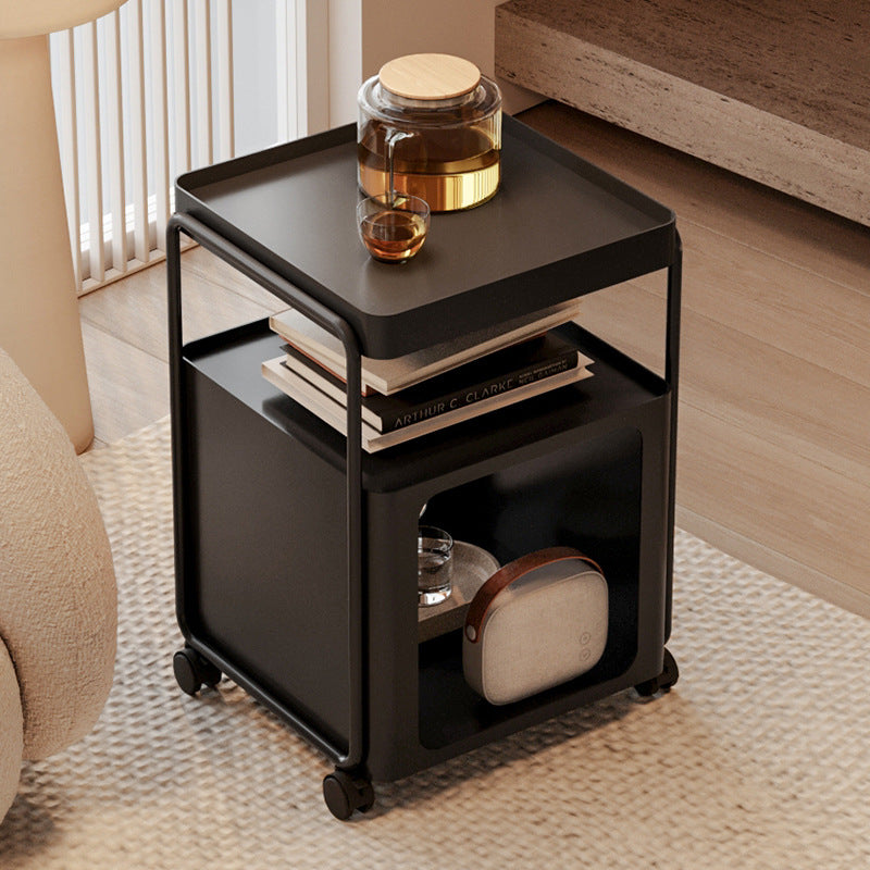 Modern Minimalist Cream Removable Square Rectangular Iron Side Table 3-Tier For Living Room