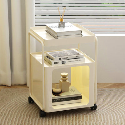 Modern Minimalist Cream Removable Square Rectangular Iron Side Table 3-Tier For Living Room