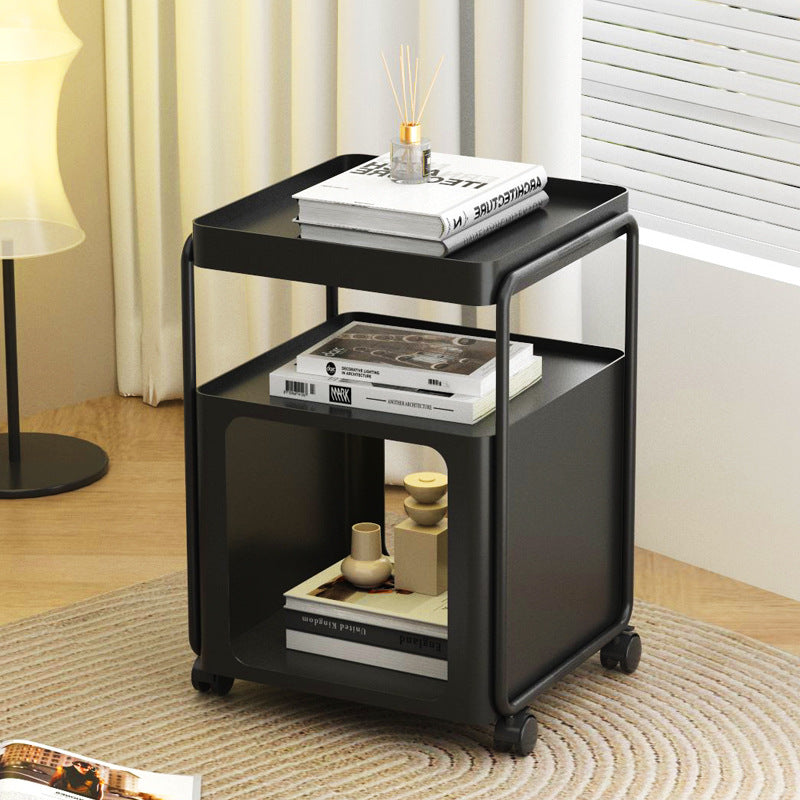Modern Minimalist Cream Removable Square Rectangular Iron Side Table 3-Tier For Living Room