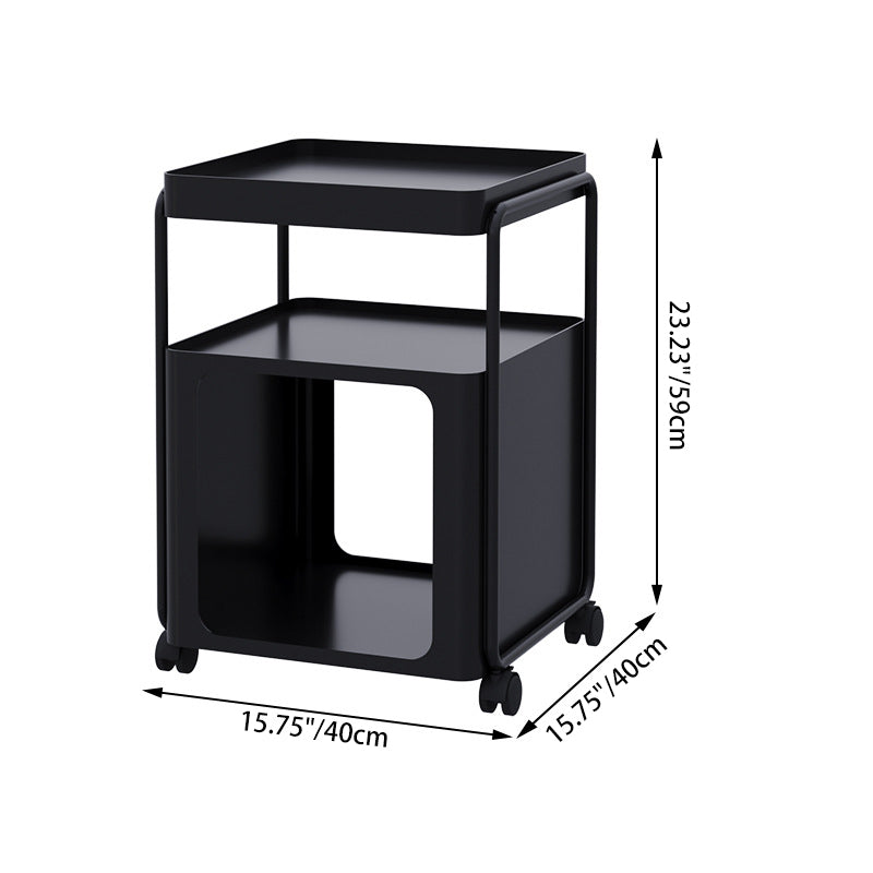 Modern Minimalist Cream Removable Square Rectangular Iron Side Table 3-Tier For Living Room