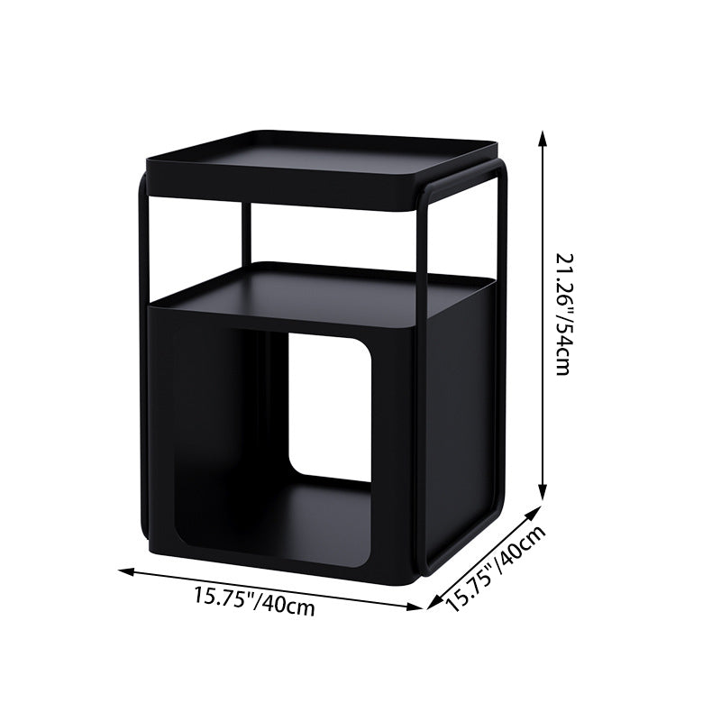 Modern Minimalist Cream Removable Square Rectangular Iron Side Table 3-Tier For Living Room