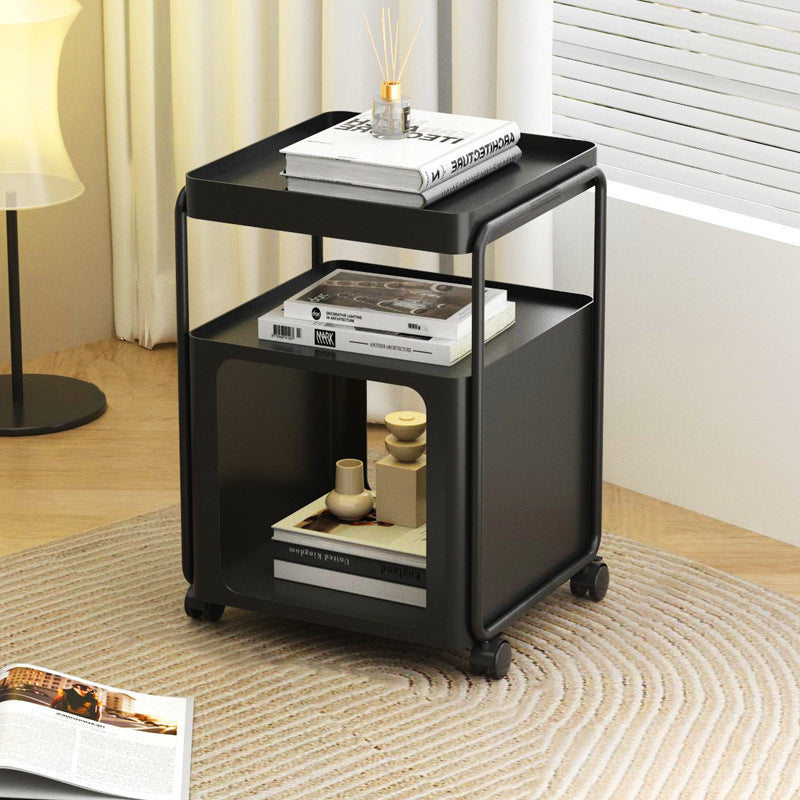 Modern Minimalist Cream Removable Square Rectangular Iron Side Table 3-Tier For Living Room