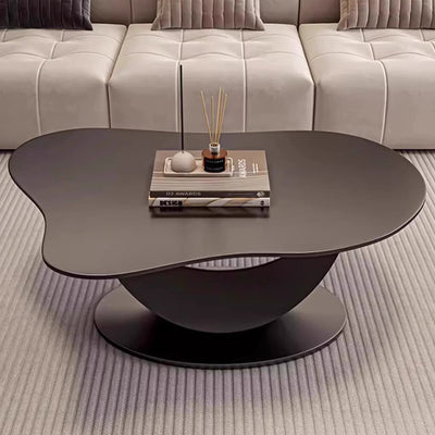 Contemporary Scandinavian Cloud Shape Irregular Oval Iron Rock Slab Coffee Table For Living Room