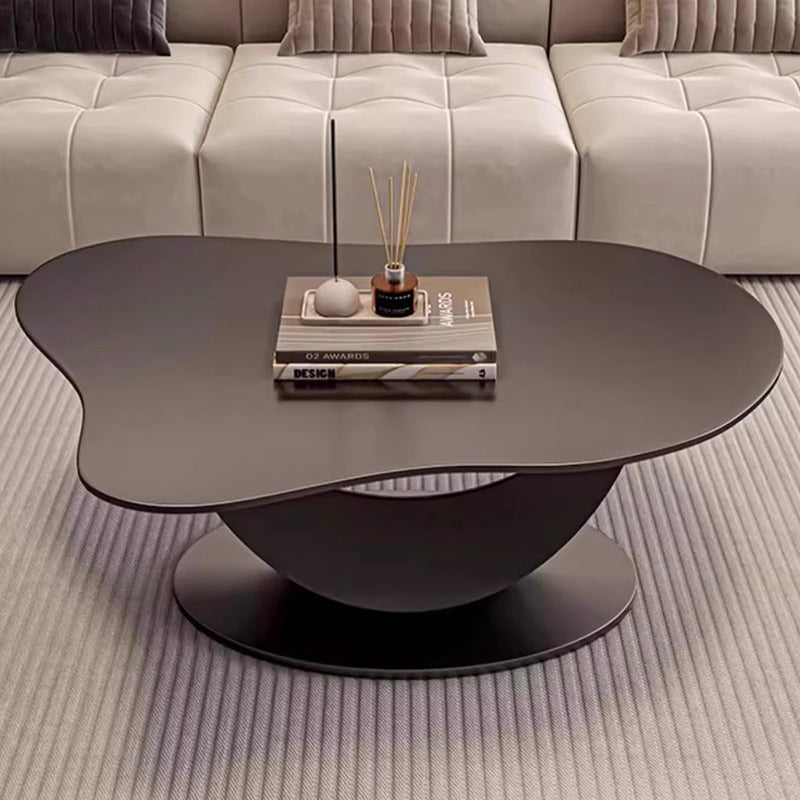 Contemporary Scandinavian Cloud Shape Irregular Oval Iron Rock Slab Coffee Table For Living Room