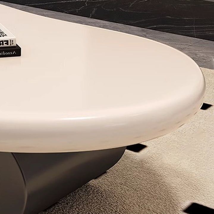 Mesa de centro contemporánea nórdica con forma de nube alienígena, ovalada irregular, de hierro y MDF, para sala de estar 