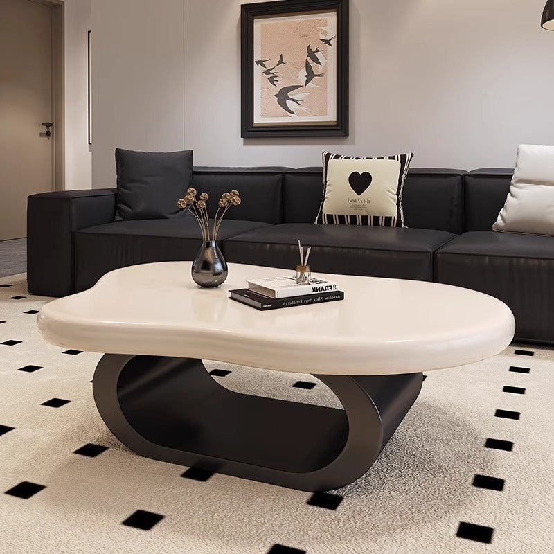 Contemporary Nordic Cloud Shape Alien Irregular Oval Iron Rock Slab Coffee Table For Living Room