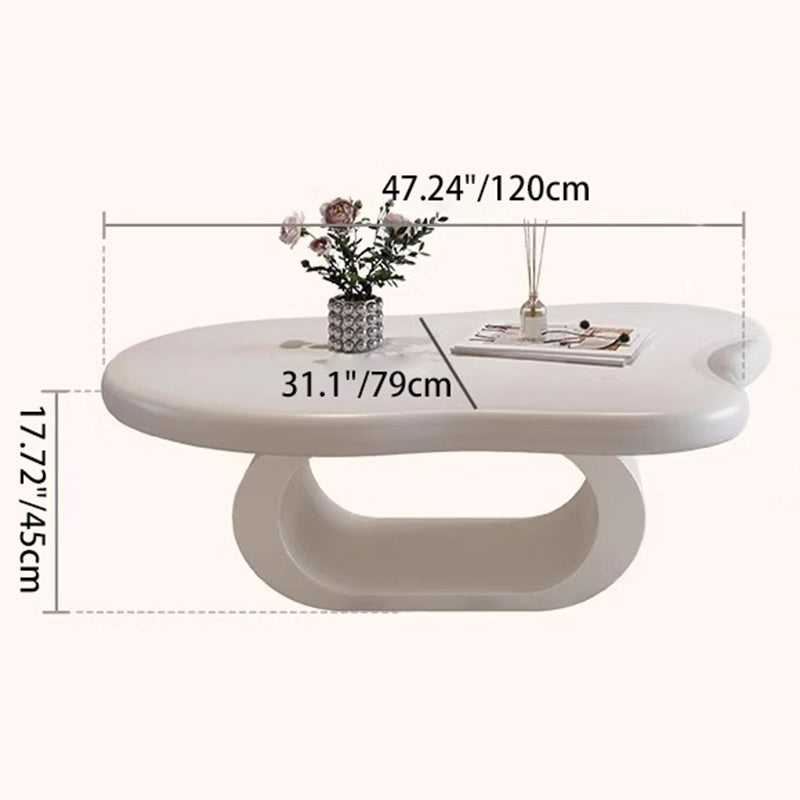 Mesa de centro contemporánea nórdica con forma de nube alienígena, ovalada irregular, de hierro y MDF, para sala de estar 