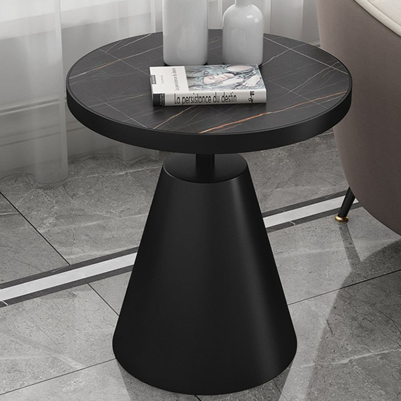 Contemporary Scandinavian Round Cone Rock Slab Titanium Side Table For Living Room