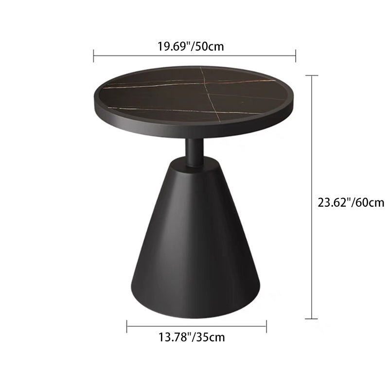 Contemporary Scandinavian Round Cone Rock Slab Titanium Side Table For Living Room