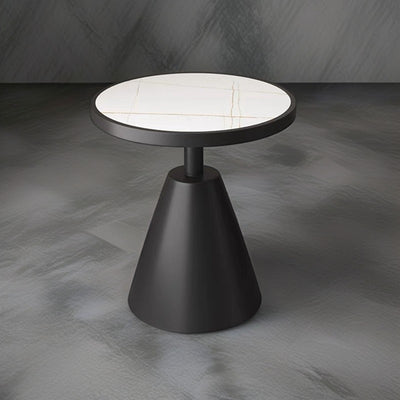 Contemporary Scandinavian Round Cone Rock Slab Titanium Side Table For Living Room
