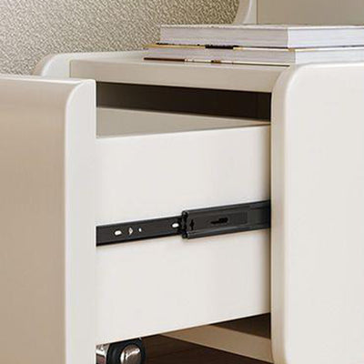 Contemporary Nordic Cream Removable Rectangular Artificial Panel Rock Slab Side Table 1-Drawer For Living Room