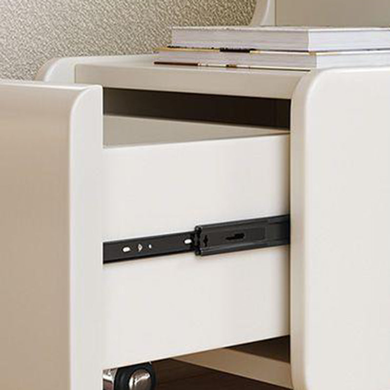 Contemporary Nordic Cream Removable Rectangular Artificial Panel Rock Slab Side Table 1-Drawer For Living Room